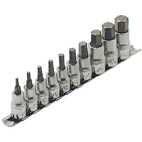 HSW3812-10 SAE Bit Socket Set, Hex, 1/2"/3/8" Drive, 10 Pcs Seaboard Timber Mart