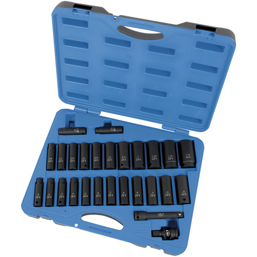 Jeu de douilles SAE/m&eacute;triques PS2712DC, 27 Mcx, Chocs, Prise de 1/2", Profond Seaboard Timber Mart
