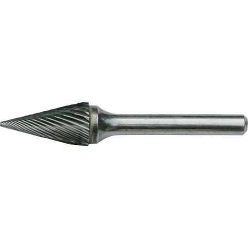 Solid Carbide Burrs - Pointed Cone Shape, SM-5, 1/2" Dia., 1/4" Shank, 22.2 mm Depth of Cut Seaboard Timber Mart