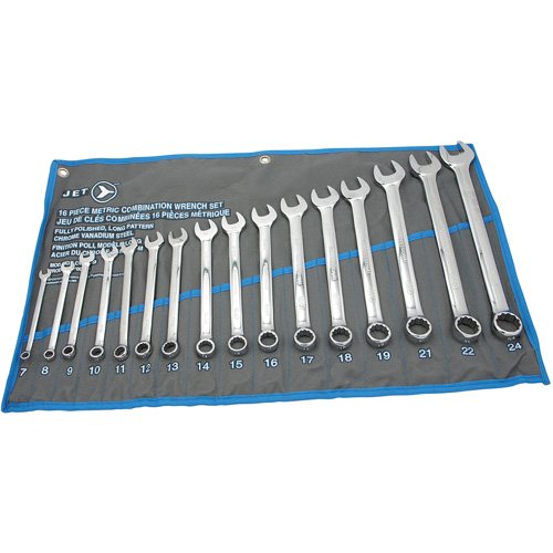 Fully Polished Long Pattern Combination Wrench Set, Combination, 16 Pieces, Metric Seaboard Timber Mart