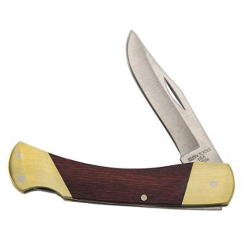 Couteau de sport avec poign&eacute;e incurv&eacute;e, 2-5/8" lame, lame en Acier inoxydable, poign&eacute;e en Bois Seaboard Timber Mart