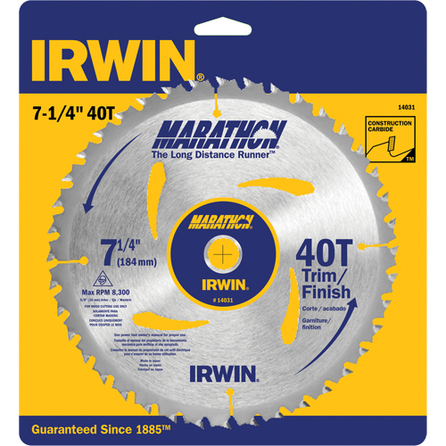 Lames de scie pour entrepreneur - Lames de scie Marathon, 7-1/4", 40 dents, Pour Bois Seaboard Timber Mart