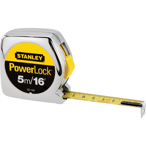PowerLock&reg; Measuring Tape, 1"/16ths of an Inch x 16', 16th Milimeters Graduations Seaboard Timber Mart