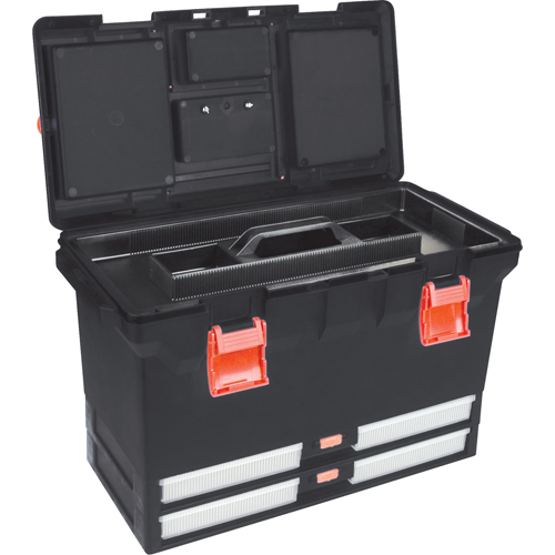 Coffres &agrave; outils en plastique, 22" la x 11" p x 14-1/2" h, Noir Seaboard Timber Mart