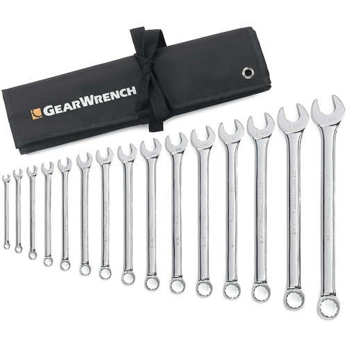 12-Point Long Pattern Wrench Set with Tool Roll, Combination, 15 Pieces, Imperial Seaboard Timber Mart