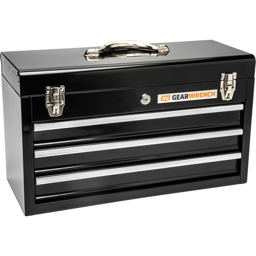 Portable Tool Box, 20" W, 3 Drawers, Black Seaboard Timber Mart