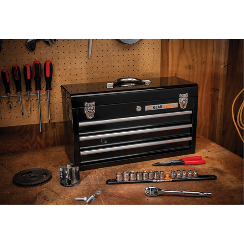 Portable Tool Box, 20" W, 3 Drawers, Black Seaboard Timber Mart