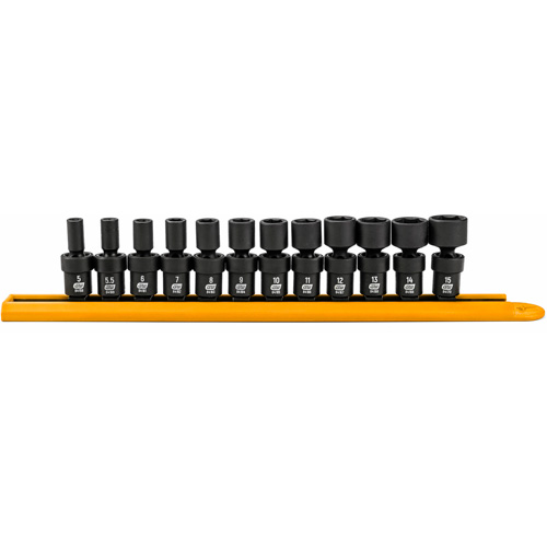 12-Piece 1/4" Drive 6 Point Universal impact Metric Flex Socket Set Seaboard Timber Mart