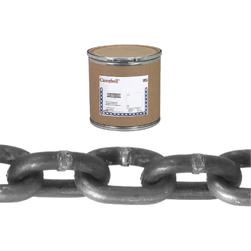 Campbell&reg; Proof Coil Chain, Low Carbon Steel, 1/4" x 400' (121.9 m) L, Grade 30, 1300 lbs. (0.65 tons) Load Capacity Seaboard Timber Mart