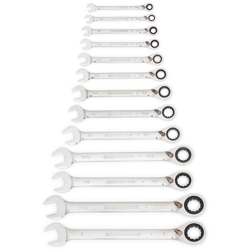72-Tooth 12 Point Reversible Ratcheting SAE Wrench Set, Combination, 13 Pieces, Imperial Seaboard Timber Mart