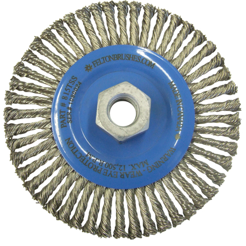 Wire Wheel Brushes, 5-7/8" Dia., 0.02" Fill, 5/8"-11 Arbor, Stainless Steel Seaboard Timber Mart