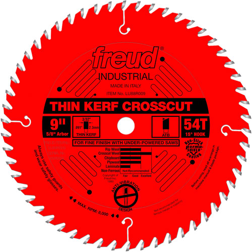 TCS Industrial Saw Blade - Rip/Crosscut Thin Kerf, 9", 54 Teeth, Wood Use Seaboard Timber Mart
