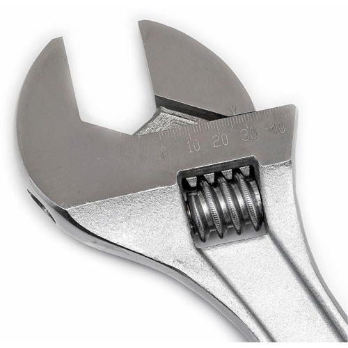 Adjustable Tapered Handle Wrench - Carded, 15" L, 1-11/16"/43 mm Max Width, Chrome/Polished Seaboard Timber Mart