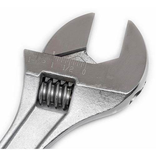 Adjustable Tapered Handle Wrench - Carded, 15" L, 1-11/16"/43 mm Max Width, Chrome/Polished Seaboard Timber Mart