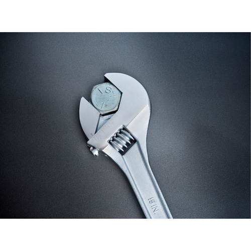 Adjustable Tapered Handle Wrench - Carded, 15" L, 1-11/16"/43 mm Max Width, Chrome/Polished Seaboard Timber Mart