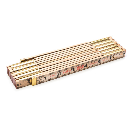 Red End&reg; Rule with Two 6" Slide Rule Extensions, 6' L, Wood, 1/16" Graduations Seaboard Timber Mart