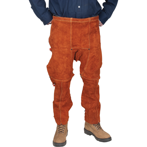 Tablier fendu aux jambes et jambi&egrave;res en cuir, 40" lo, Lava Brown Seaboard Timber Mart