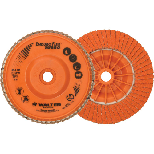 Disque &agrave; lamelles Enduro-Flex Turbo, 5" x 5/8"-11, Type 27S, Grain 80, C&eacute;ramique Seaboard Timber Mart