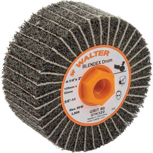 Two-In-One Finishing Drums, 4-1/4" Dia. x 2" W, 5/8"-11 Arbor, 80 Grit Seaboard Timber Mart