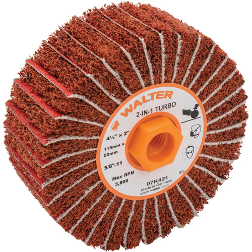 Tambours turbo Two-In-One, 4-1/2" dia. x 2" la, 5/8"-11 Arbre, Grain 60 Seaboard Timber Mart