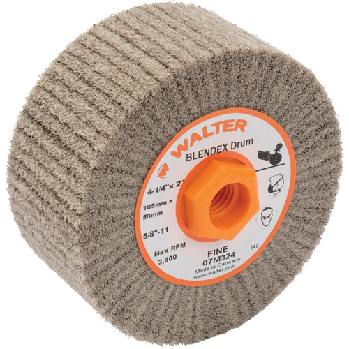 Blendex Surface Conditioning Drum, 4-1/4" Dia. x 2" W, 5/8"-11 Arbor, Fine Grit Seaboard Timber Mart