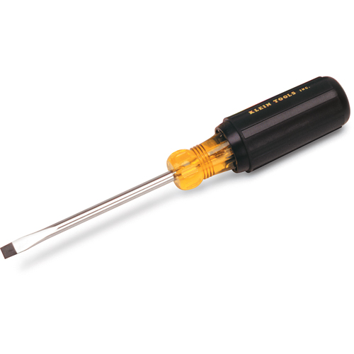 Slot Cabinet Tip Screwdriver, 1/4" Tip, Round, 8-11/32" L, Cushion Grip Handle Seaboard Timber Mart