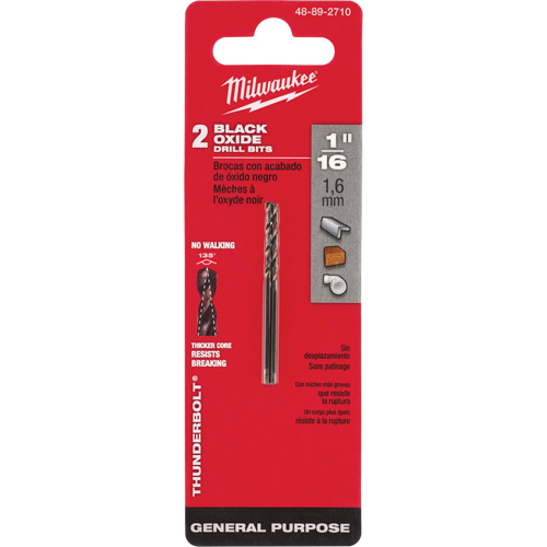 Foret s&eacute;rie courte Thunderbolt, Acier rapide, 1/16", 1-7/8" lo, 7/8" Cannelure, 135° Angle Seaboard Timber Mart