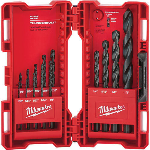 Jeu de forets &eacute;tag&eacute;s Thunderbolt, 14 morceaux, Acier Seaboard Timber Mart