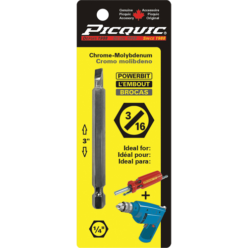 Embout, Fente, Embout 3/16", Prise 1/4", Longueur 3" Seaboard Timber Mart