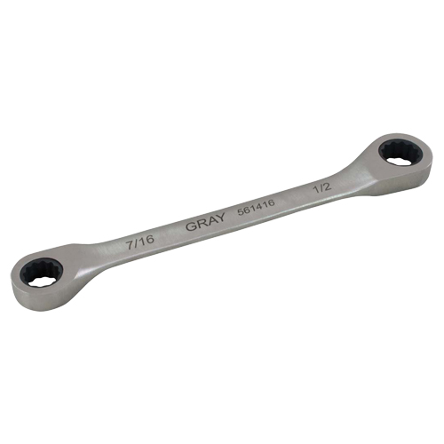 Double Box End Gear Ratcheting Wrench, 12 Point, 7/16" x 1/2", Plain Finish Seaboard Timber Mart