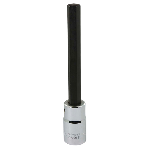 Extra Long Bit Socket, Hex, 10 mm x 128 mm L, 1/2" Square Drive Drive Seaboard Timber Mart