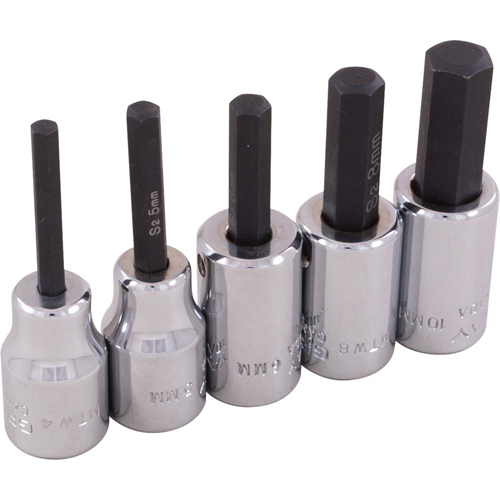 Hex Head Socket Set, Hex, 3/8" Drive, 5 Pcs Seaboard Timber Mart