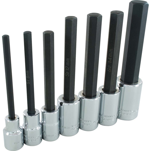 Extra Long Hex Head  Socket Set, Hex, 1/2" Drive, 7 Pcs Seaboard Timber Mart