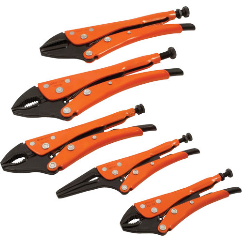 Straight Curved & Long Nose Locking Pliers Set, 5 Pieces Seaboard Timber Mart