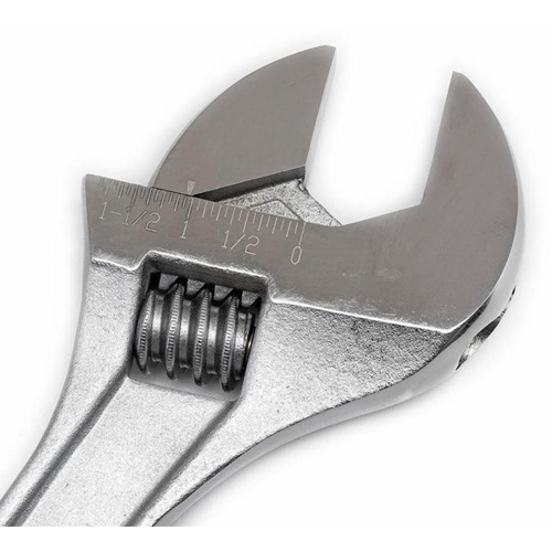Adjustable Wrench, 15" L, 1-11/16" Max Width, Chrome Seaboard Timber Mart
