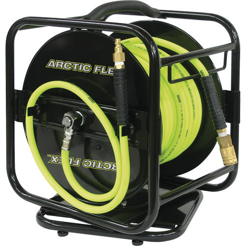 Manual Hose Reel with Hybrid Polymer Air Hose, Air, 1/4" x 100', Single Hose Seaboard Timber Mart