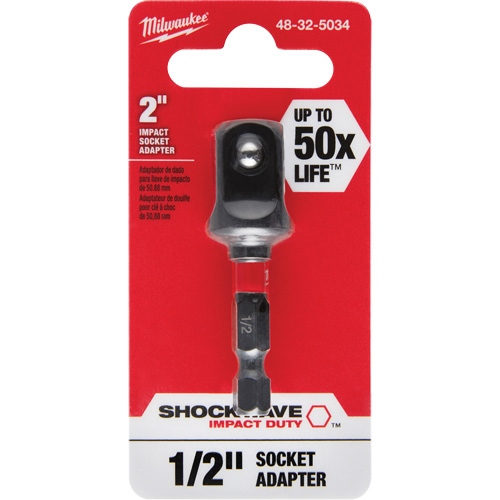 Adaptateur de douille &agrave; chocs Shockwave, 1/4" Prise, Dimension m&acirc;le 1/2", Sph&eacute;rique, 2" lo Seaboard Timber Mart