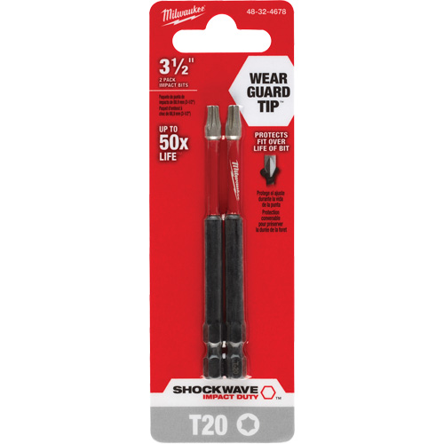 Shockwave Impact Duty Screwdriver Bit, Torx, T-20 Tip, 1/4" Drive Size, 3-1/2" Length Seaboard Timber Mart