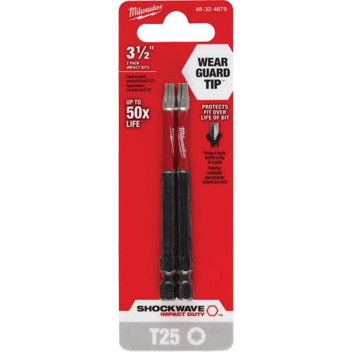 Shockwave Impact Duty Screwdriver Bit, Torx, T-25 Tip, 1/4" Drive Size, 3-1/2" Length Seaboard Timber Mart