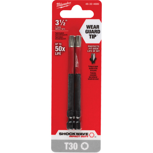 Embout de tournevis Shockwave Impact Duty, Torx, Embout T-30, Prise 1/4", Longueur 3-1/2" Seaboard Timber Mart