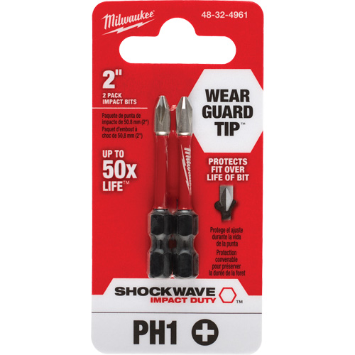 Shockwave Impact Duty Screwdriver Bit, Phillips, #1, 1/4" Drive Seaboard Timber Mart