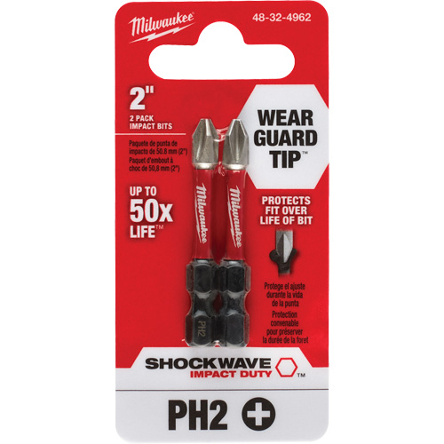 Embout de tournevis Shockwave Impact Duty, Phillips, #2, Prise 1/4" Seaboard Timber Mart