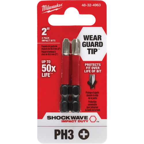 Embout de tournevis Shockwave Impact Duty, Phillips, #3, Prise 1/4" Seaboard Timber Mart