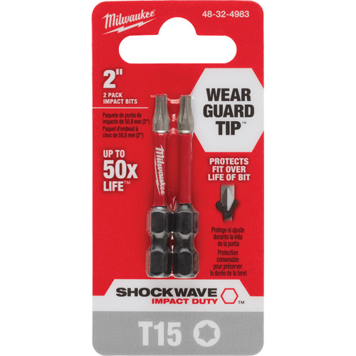 Shockwave Impact Duty Screwdriver Bit, Torx, T-15, 1/4" Drive Seaboard Timber Mart