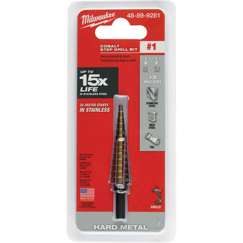 Foret &eacute;tag&eacute;, 1/8"/#1 - #1/1/2", Incr&eacute;ments de 1/32", Acier rapide au cobalt Seaboard Timber Mart