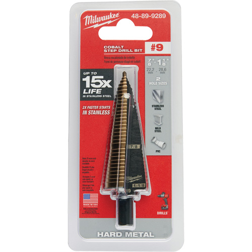 Foret &eacute;tag&eacute;, 7/8"/#9 - #9/1-1/8", Incr&eacute;ments de 1/32", Acier rapide au cobalt Seaboard Timber Mart
