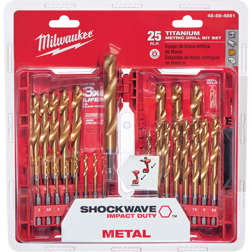 Shockwave Red Helix Metric Drill Bit Set, 25 Pieces, Titanium Seaboard Timber Mart