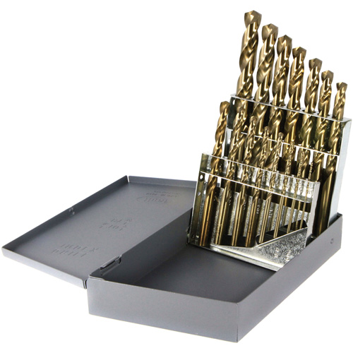 Drillco&reg; Heavy-Duty Jobber Length Drill Bit Set, 15 Pieces, Cobalt Seaboard Timber Mart