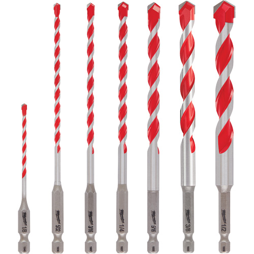 Large Shockwave Hammer Drill Bit Kit, 7 Pieces, Carbide Seaboard Timber Mart