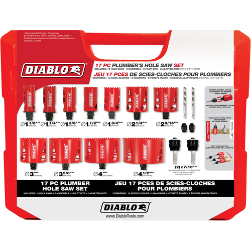 Ensemble de scie-cloche bim&eacute;tallique de plombier, 17 morceaux Seaboard Timber Mart